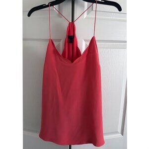 J. Crew Scalloped Silk Cami, Size 10 Tall, Coral Color